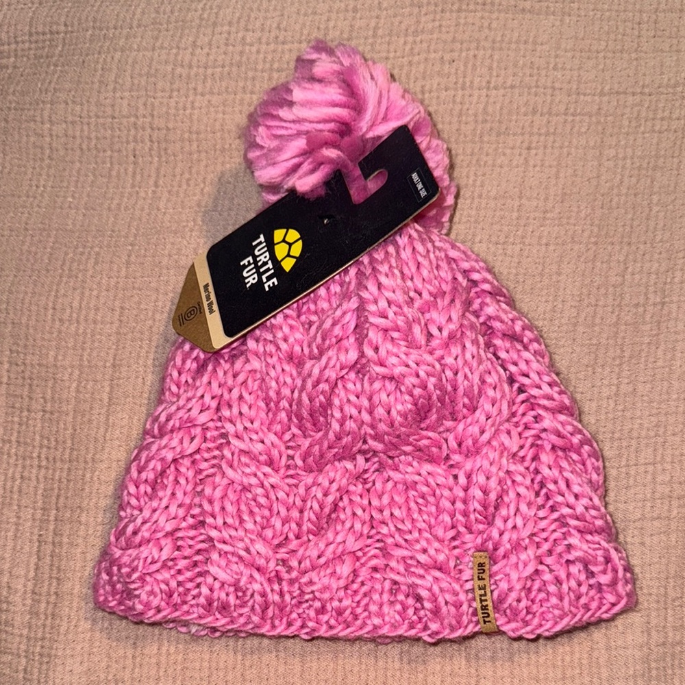 Pink Knit Pom-Pom Beanie
